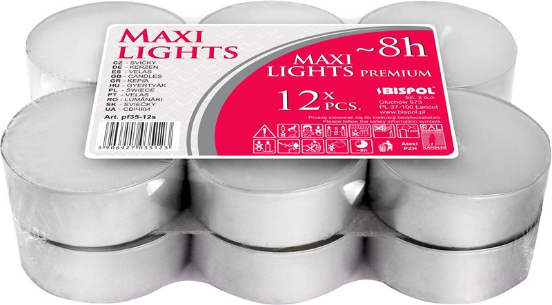 MAXI LIGHTS čajová svíčka 12ks