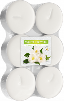 AURA čajová svíčka 6ks MAXI Bílé květy