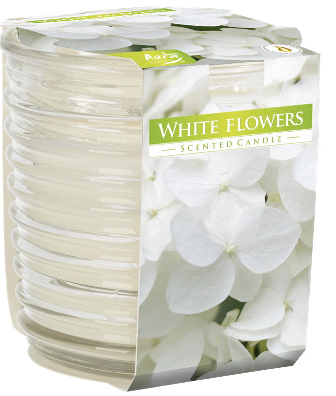 Svíčka vonná ve vroubkovaném skle - White Flowers